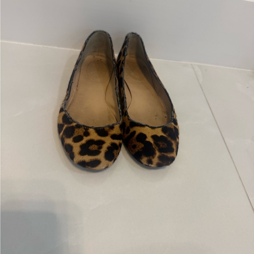 J.Crew Collection Leopard Print Haircalf Ballet Flats Size 8 Made in Italy